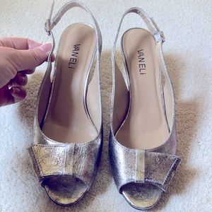 Metallic Silver 2” Slingback Evening Shoes
